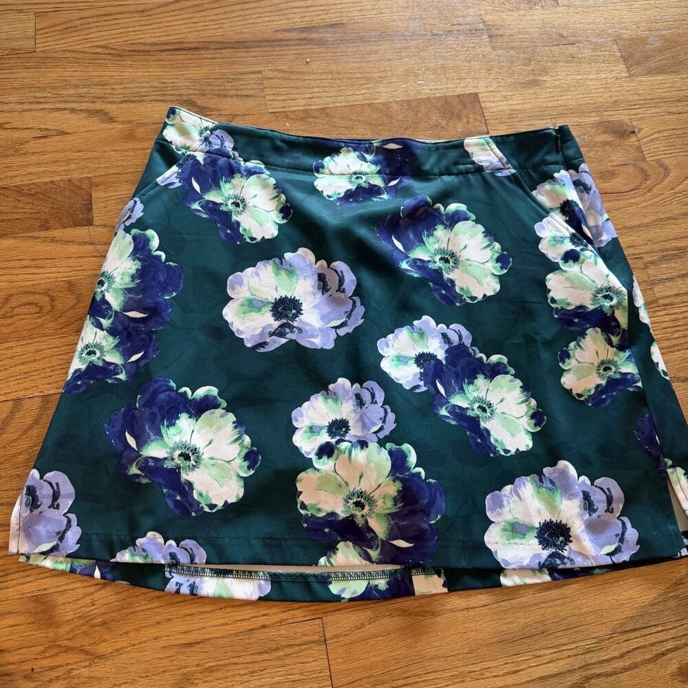 LADY HAGEN WOMENS GREEN FLORAL SKORT TENNIS GOLF SIZE 12